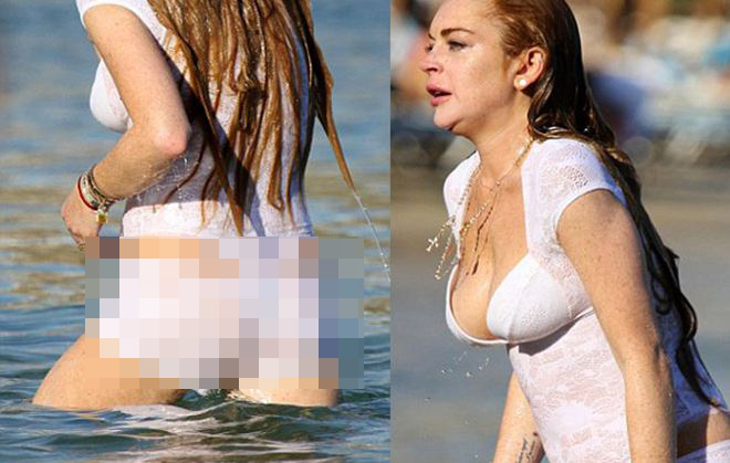 Tραγικό μαγιό φόρεσε στη Μύκονο η Lohan (εικόνες)