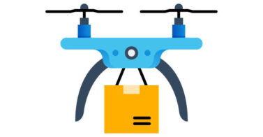 Drone Delivery Flat Icon. Flat Design Vector Illustration